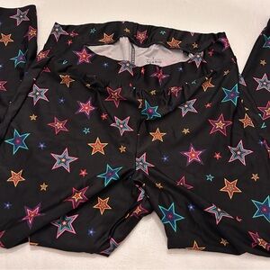 Torrid Plus Size 2X Rainbow Stars on Black Super Stretch Leggings Purple Pink